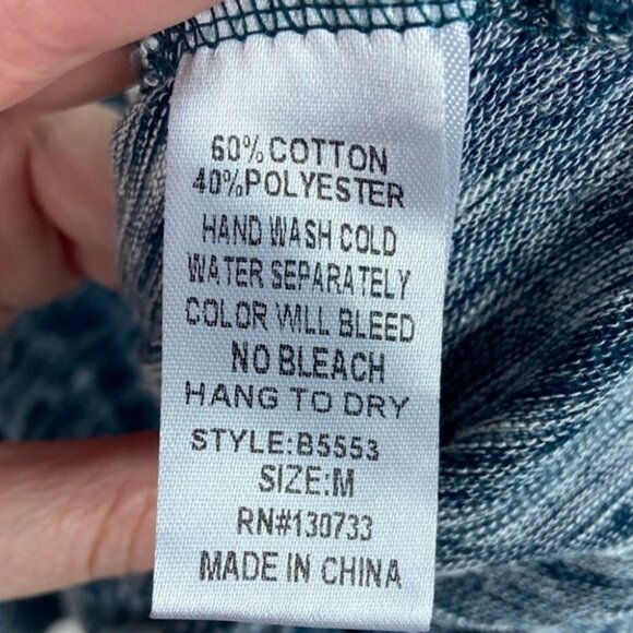 Umgee Peppered‎ Knit Swing Top Indigo Blue Size Medium Heathered Crochet Sweater - Picture 6 of 8